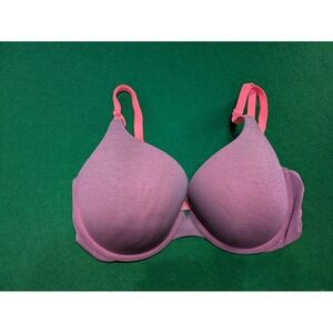 Victoria's Secret Bra 36D Padded Perfect Coverage Underwire Heather Purple Pink